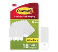 Command Small Picture Hanging Strips, Damage Free Hanging Picture Hangers, No Tools Wall Hanging Strips for Christmas Decorations, 18 White Adhesive Strip Pairs(36 Strips)