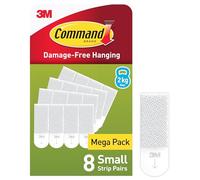 3M Command Picture Hanging Strips Small, White, Damage-Free, Holds up to 1.8 kg, 8 Pairs (16)
