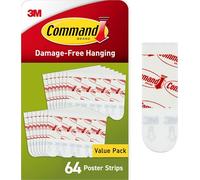 Command Small White Poster Strips, Indoor Use, 64 strips (PH024-64NA)