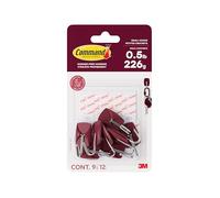 Command Small Wire Hooks 17067BC-9EF, Black Cherry, 9 Hooks + 12 Strips