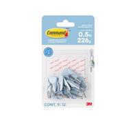 Command Small Wire Hooks 17067SK-9EF, Sky, 9 Hooks + 12 Strips