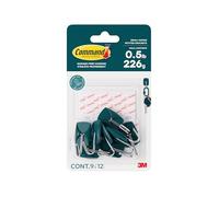 Command Small Wire Hooks, Petrol Blue, 9 Hooks and 12 Adhesive Strips