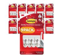 Command Small Wire Hooks, White, 9-Pack (27 Hooks Total) with 36 Adhesive Strips - Suitable for Hanging Kitchen Utensils up to 225 g - Damage-Free Hanging