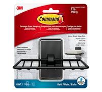 Command Soap Dish for Shower, Damage Free Hanging Bathroom Soap Dish, No Tools Bar Soap Holder for Holiday Guests, 1 Matte Black Soap Dish and 2 Water-Resistant Strips