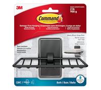 Command Soap Dish for Shower, Damage Free Hanging Bathroom Soap Dish, No Tools Bar Soap Holder for Holiday Guests, 1 Matte Black Soap Dish and 2 Water-Resistant Strips