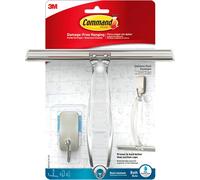 Command Stainless Steel Shower Squeegee and Satin Nickel Hook with 2 Water-Resi