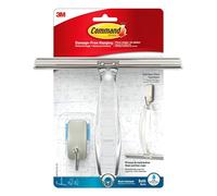Command Stainless Steel Shower Squeegee and Satin Nickel Hook with 2 Water-Resistant Strips - Ideal for Mirror, Tile & Glass Door - Damage Free Hanging, Packaging may vary