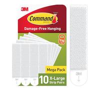 Command Picture Hanging Strips, White, X-Large, 10 Pairs (20 Strips) - For Pictures, Frames, Mirrors, Wall Decor - Damage Free Hanging