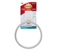 Command Towel Ring [Removable]: 1 Ring (Satin Nickel) | Hand Towel Holder, For Bathroom Organization, Water Resistant, Damage-Free Hanging with Adhesive Strip, No Tools