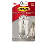 Command Traditional Plastic Hook, Large, Brushed Nickel, 1-Hook (17053BN-ES)