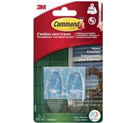 Command Transparent Medium Hooks M (Set of 2) for Outdoor Use in Oval Shape - Hanging Wreaths, Signs and Other Outdoor Objects