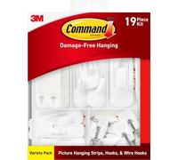Command Variety Pack, Picture Hanging Strips, No Tools Wire Hooks and Utility Hooks, Damage Free Hanging Variety Pack for Up to 19 Back to School Dorm Organizers, 1 Kit