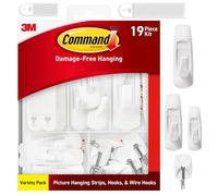Command Variety Pack, Picture Hanging Strips, No Tools Wire Hooks and Utility Hooks, Damage Free Hanging Variety Pack for Up to 19 Back to School Dorm Organizers, 1 Kit