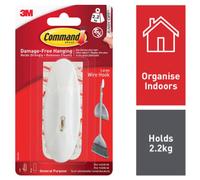 3M Command Large Single White Wire Hook (Holds)2.2Kg