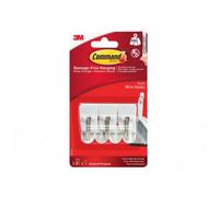 Command White Wire Hooks Multi Colour (3 Hooks + 4 Strips)