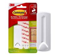Command Wire-Backed Picture Hanger - 1 Hangers and 2 Large Adhesive Strips, White - Damage Free Hanging - for Wire-Backed Frames - Holds up to 2.2 kg