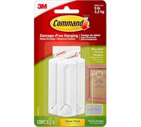 Command Large Wire-Backed Picture Hangers-White 3 Hooks & 6 Strips
