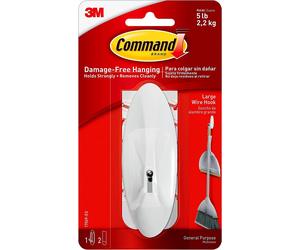 Command Wire Hook with Strips - Large, White