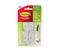 Command Wire Hooks, Decorate Damage-Free, Holds 0.5 lbs, White, Indoor Use, 4-Hooks, 5-Strips