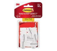 Command Wire Toggle Hook, Value Pack - 7 Hooks (Medium, White), 8 Adhesive Strips - Removable Hanging Hook for Various Surfaces - Damage Free Hanging