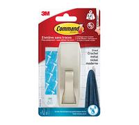 Command WMR03BN Chrome Square Waterproof Metal Hooks L, Maximum Load up to 2.3 kg - 1 Hook and 2 Strips