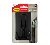 Command X-Large Matte Black Triple Hook, 1 Hook, 3 Strips, Damage Free Hanging Wall Hooks with Adhesive Strips, No Tools Wall Hooks for Hanging Decorations in Living Spaces