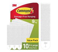 Command XL Picture Hanging Strips, 10 Pairs of X-Large Adhesive Strips - For Heavyweight Items - Holds up to 9 kg - Damage Free Hanging