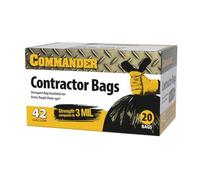 Commander 42 Gallon Contractor Bags (20 Pack) 3 MIL (equiv.) /w Flap Ties - 32" x 46"