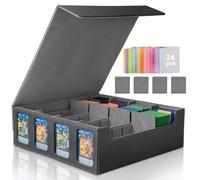 Commander Deck Box for MTG, Trading Card Storage Box Holds 3000+ TCG Cards, MTG Deck Box with 24 Colorful Dividers, Magnetic Card Collection Box with Display Windows Fits for YuGiOh (Black & Gray)