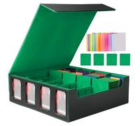 Commander Deck Box for MTG, Trading Card Storage Holds 3000+ TCG Cards, MTG Deck Box with 24 Colorful Dividers, Magnetic Card Collection Box with Display Windows Fits for YuGiOh (Black & Green)