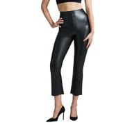 commando - Faux Leather Cropped Flare Leggings | High-Rise, Raw-Cut Hem | Sculpting Yet Flexible & Soft | Machine Washable, Black, XS