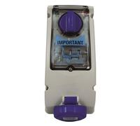 Commando Type Professional Quality Interlocked Switched Socket,16A, 3 Pin, 240V, 50-60Hz Single Phase, Blue, IP67 IEC309, Empty Unit c/w Din-rail and hinged window for 4 modules