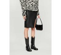 Commando Womens Black Com Faux Lthr Midi Skirt L