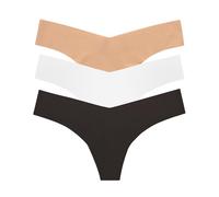 commando Women's Classic Thong 3-Pack, Black/Beige/White, X-Small
