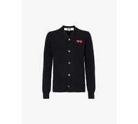 Comme Des Garcons Play Mens Black Logo-embroidered V-neck Wool-knit Cardigan M