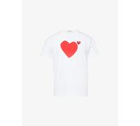 Comme Des Garcons Play Mens Comme Des Garcons Play Embroidered Graphic-Print Cotton T-Shirt White 2XL