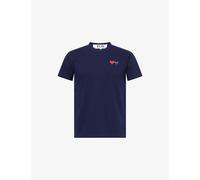 Comme Des Garcons Play Mens Comme Des Garcons Play Heart-Embroidered Crewneck Cotton T-Shirt Navy 2XL