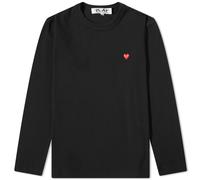 Comme des Garçons Play Men's Long Sleeve Small Red Heart T-Shirt Black