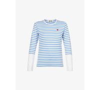 Comme Des Garcons Play Womens Blue White Heart-embellished Cotton-jersey T-shirt M