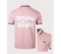 COMME des GARÇONS SHIRT Mens COMME des GARÇONS x Fred Perry Freedom is Energy Polo Shirt - Colour: Rose - Size: XL