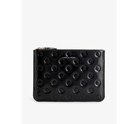 Comme Des Garcons Womens Black Polka-dot Embossed Leather Pouch 16.5x23cm