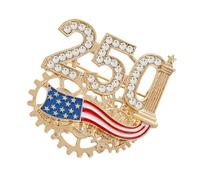 Commemorative 250Th Anniversary America Patriotic Brooch Pin with Rhinestones Detail and Bold Design Celebration Corsage