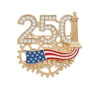 Commemorative 250Th Anniversary America Patriotic Brooch Pin with Rhinestones Detail and Bold Design Celebration Corsage