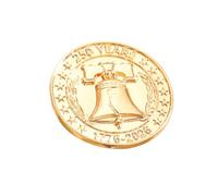 Commemorative Brooch, 250th Anniversary Patriotic, Zinc Alloy Enamel 3D Relief Liberty Bell Stars Stripes for Men Women Collectors Gift with Durable Butterfly Clasp (A)
