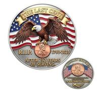 Commemorative Challenge Coin 1909-2025, Last Lincoln Penny Tribute Challenge Coin Memorial Tribute Coin, American Flag & Eagle Motif Adorned Collectible Historical Keepsake Idea