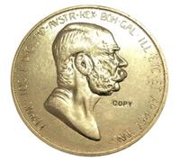Commemorative Coin 1908 Austria - Habsburg - Franz Joseph I Reign Gold Plated Copy Coin