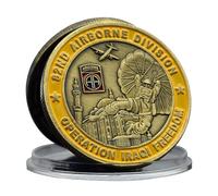 Commemorative Coin 82nd Airborne Division Operation Iraqi Freedom Military Medallion - Paratrooper and Aircraft Design, Antique Gold Iron Collectible Coin for Patriotic Display and Army History Fans
