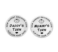 Commemorative Coin Funny New Parent Decision Coin - Double-Sided Flip Token with Daddy’s Turn and Mummy’s Turn Design, Humorous Parenting Coin for Baby Care Choices and Family Routine Moments