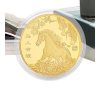 Commemorative Coin - Horse Souvenir Collectible Tokens, Embossed Animal Auspicious Chinese Commemorative Coin, Symbolic Lunar Metal Materia Intricate Horse Wide Range of Uses 1.77 Inches