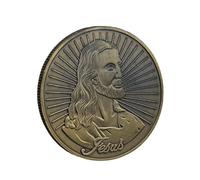 Commemorative Coin, Jesus Christ Design, Bronze Alloy Coin, Religious Coin, 30g, 4x0.3cm, Spiritual Symbol